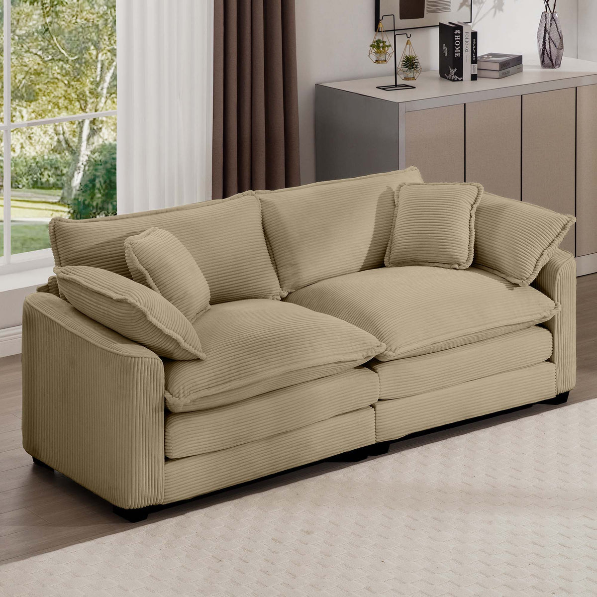 Modern 2 Seater With 4 Pillows, Upholstered Deep Seating Loveseat - view 11