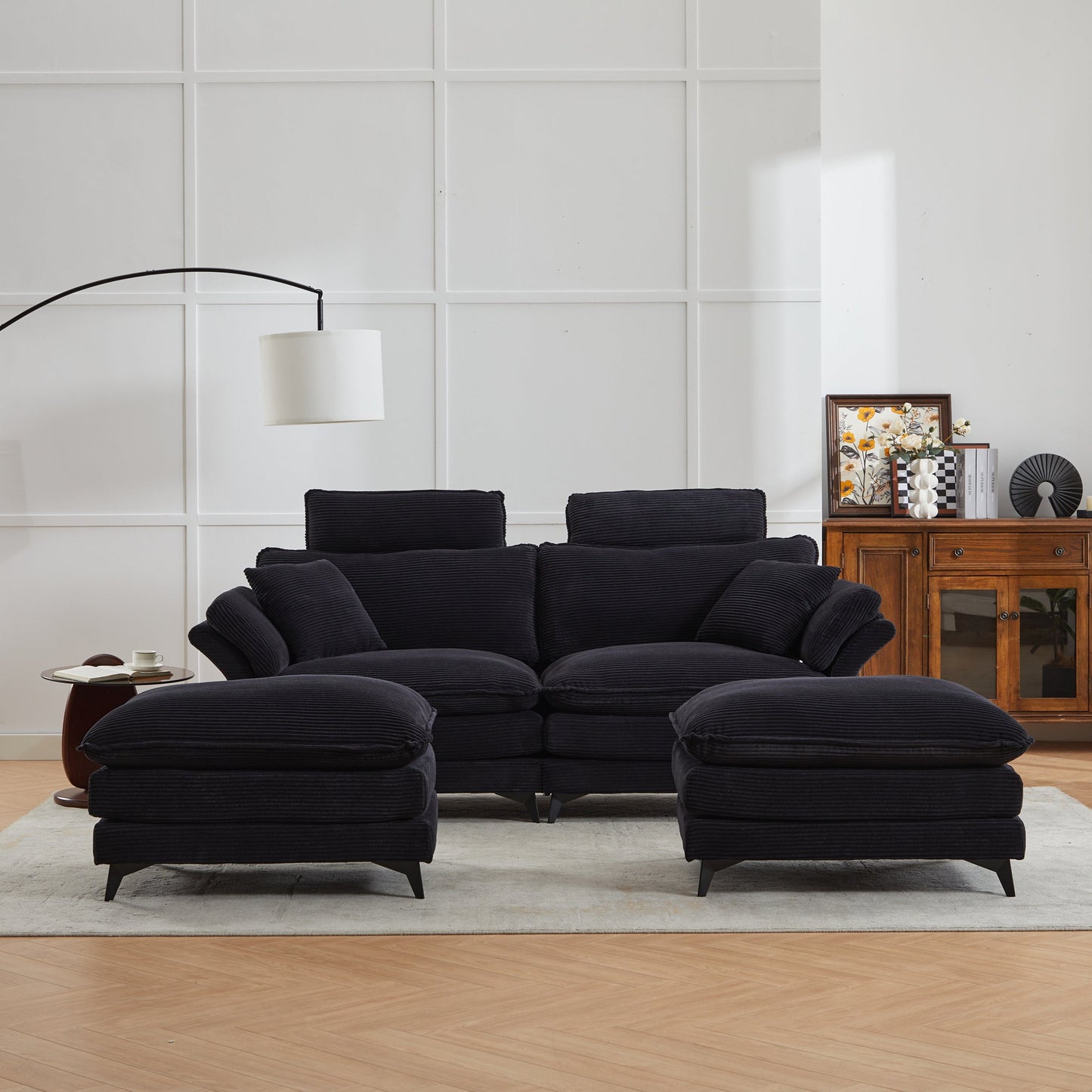 Deep Seat Sectional Sofa with Ottomans