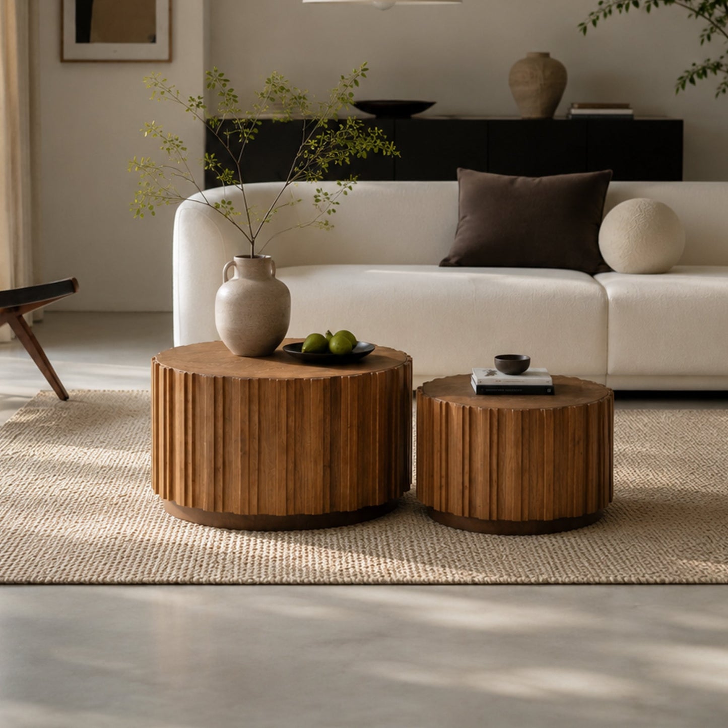 19.7" + 27.5" Round Nesting Coffee Table Set of 2