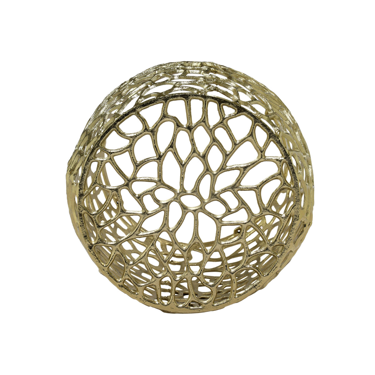 Aluminum Drum End Table with Intricate Design – Gold