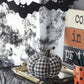 Set of 2 Fabric Black-White Plaid Pumpkin Decor