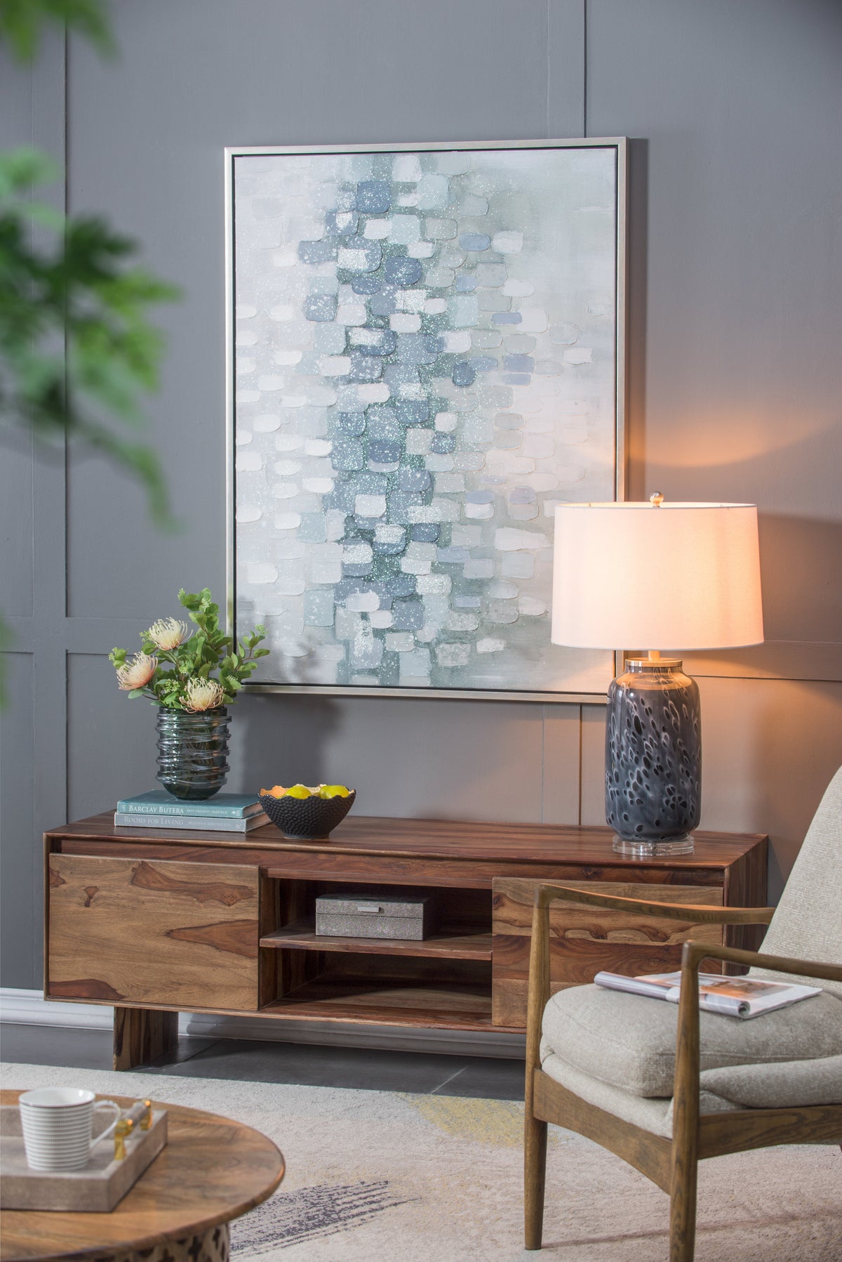 D16.9''xH28'' Ellis Glass Table Lamp