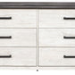 Shawburn - Six Drawer Dresser - Pewter-tone pulls - White / Black / Gray