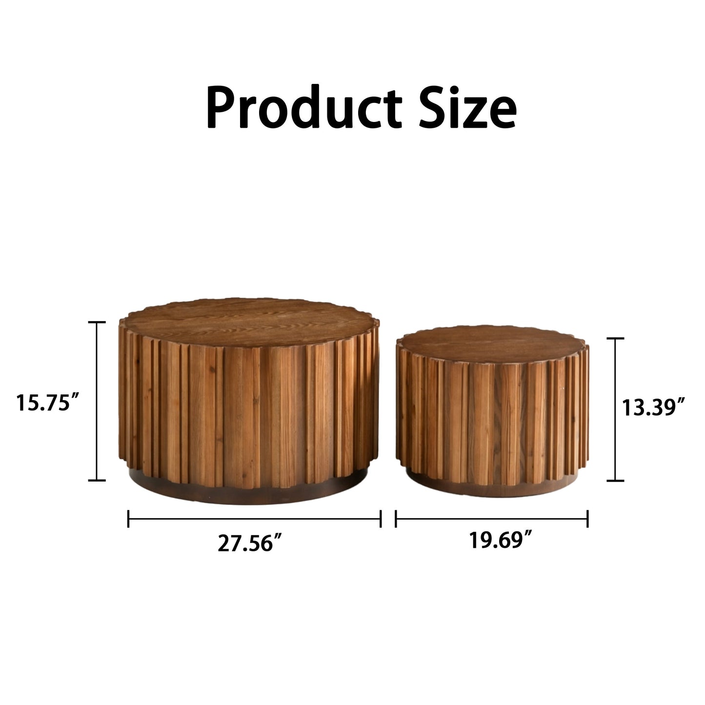 19.7" + 27.5" Round Nesting Coffee Table Set of 2