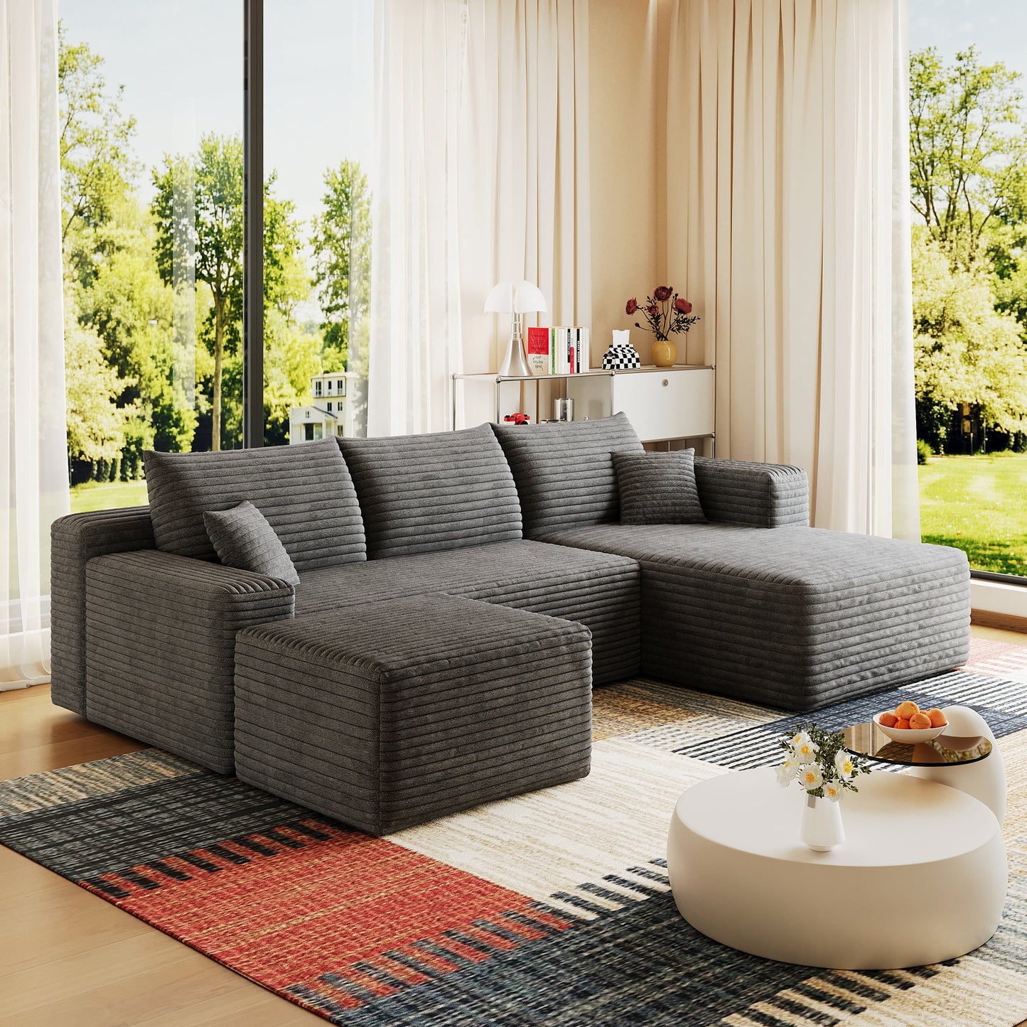 95" Cloud Sectional Sofa with 1 Ottoman