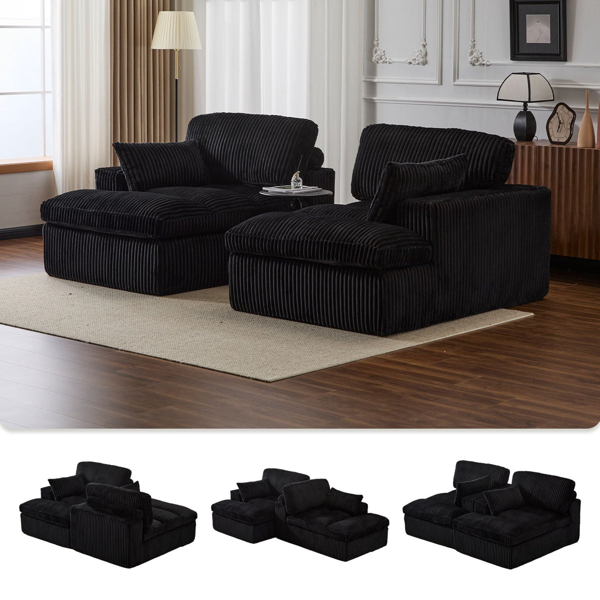 Double Chaise Lounge Chair, Oversized Upholstered Sleeper Cloud Couch - view 8