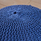 Bordeaux Knitted Cotton Round Pouf - Versatile Ottoman and Floor Cushion