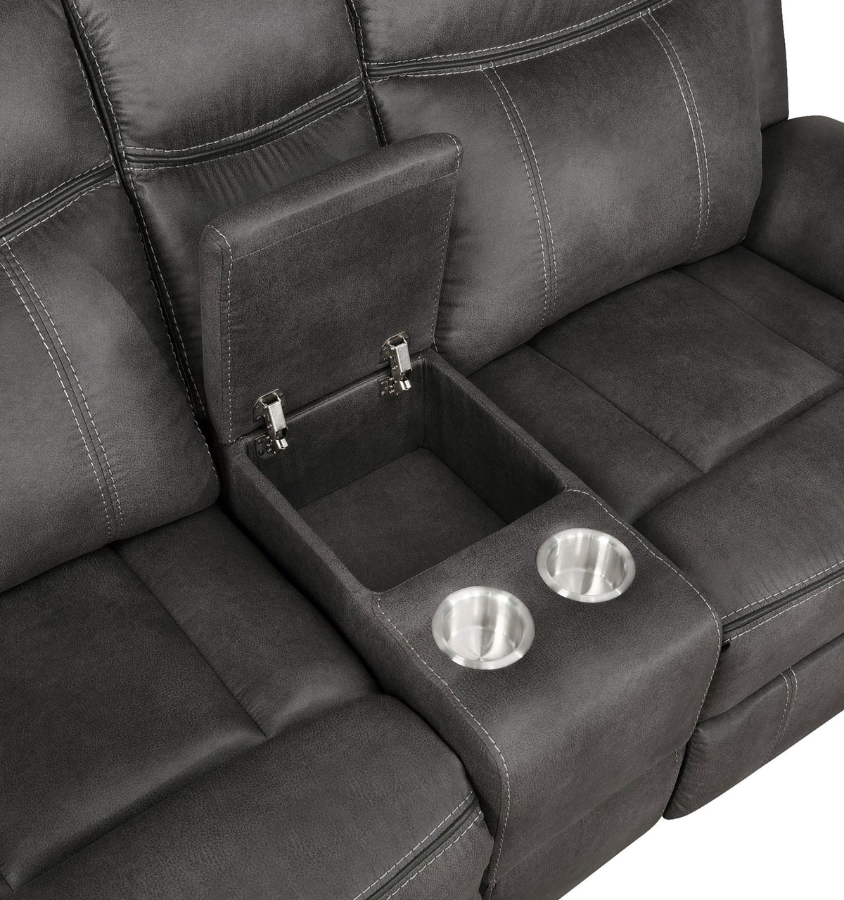 Lawrence Upholstered Padded Arm Reclining Loveseat Charcoal - view 3