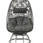 Hikre - Patio Lounge Chair & Side Table - Clear Glass, Charcoal Fabric & Black Wicker