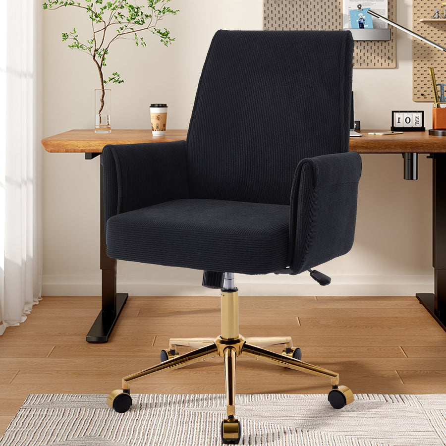 Mid-Back Liftable Office Chair with Ergonomic Design - Black