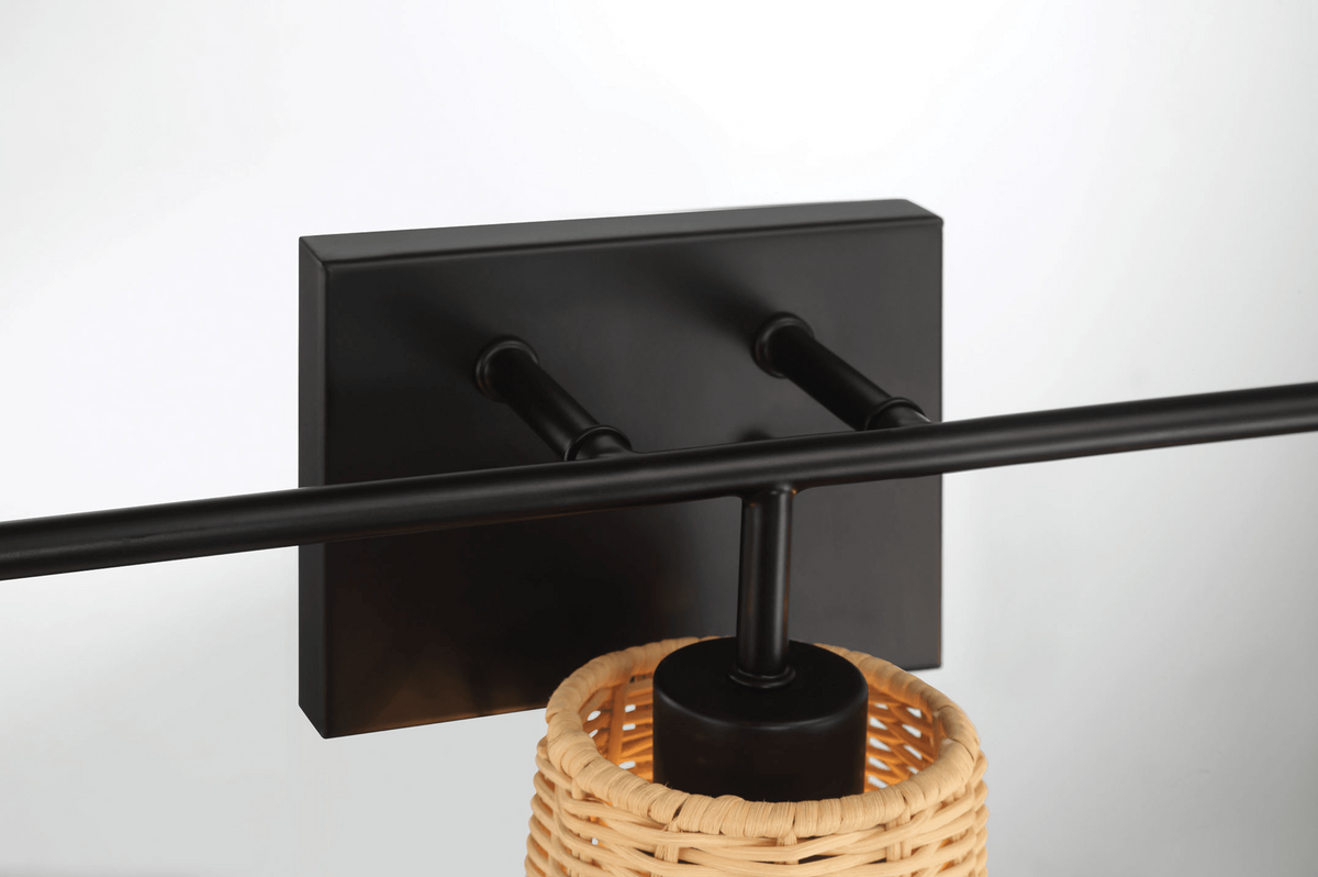 Moonlit Three Lights Wall Sconce with Rattan Shade
