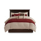 7 Pc Pieced Faux Suede Comforter Set Red King