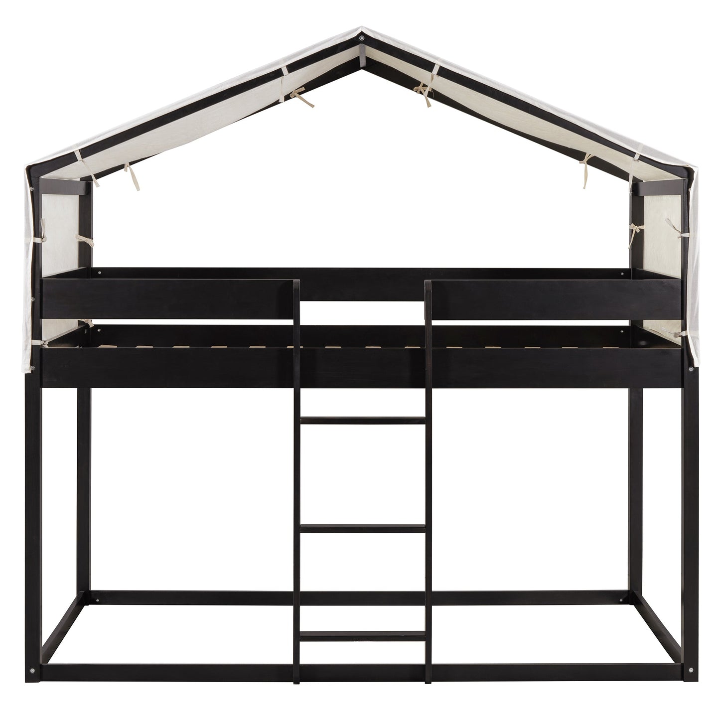 Twin Over Twin Wood Bunk Bed with Tent in Espresso