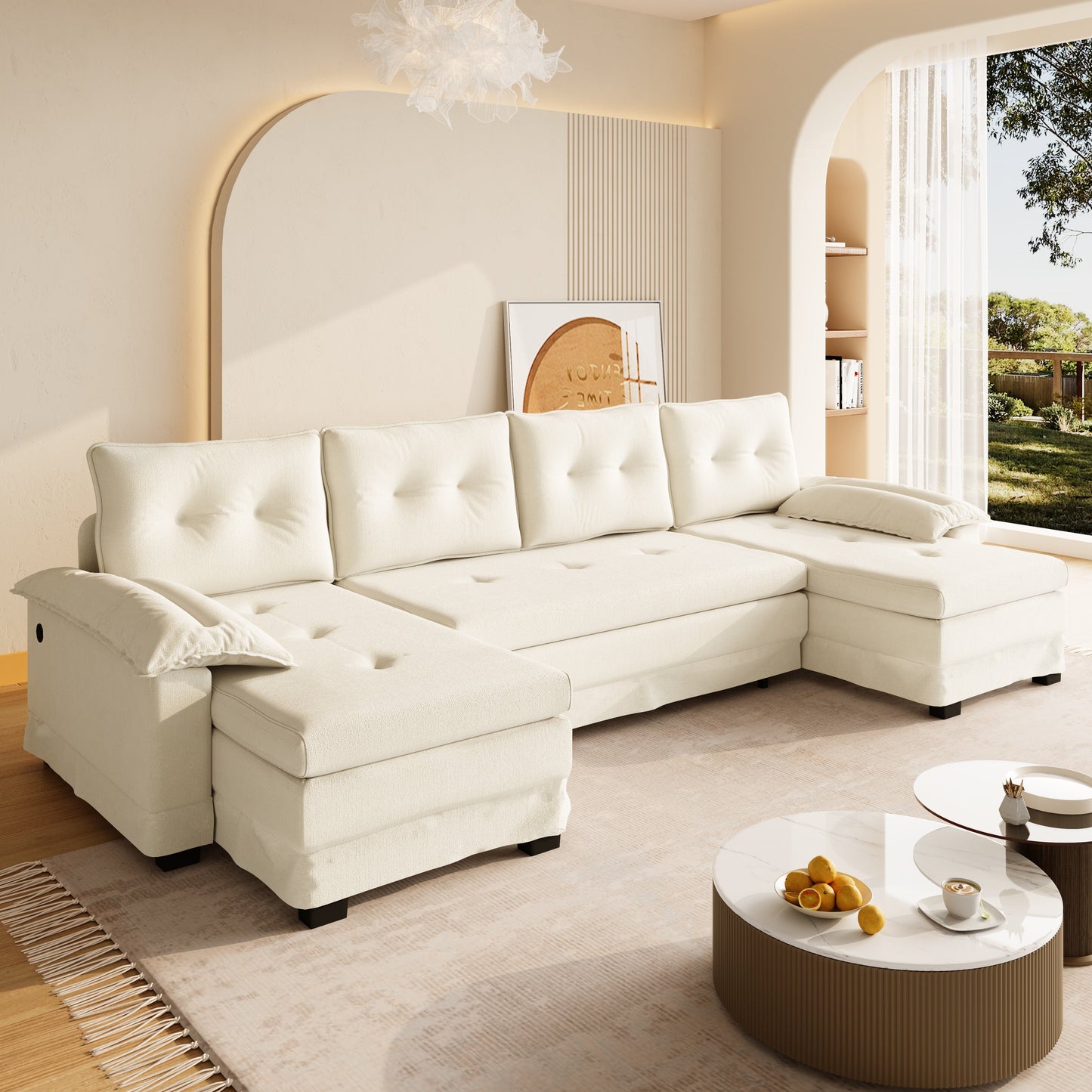 U-Shaped Sleeper Sofa with Pull Out Bed