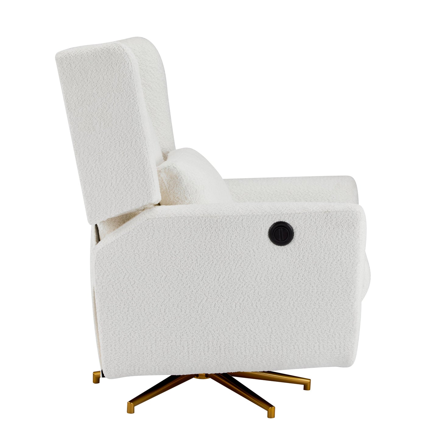 Power Recliner Chair Swivel, Boucle Upholstered