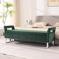 67.91" Wide Velvet Storage Soft Bench with Armrests