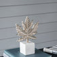 7x3x10.5" Aluminum Leaf On Marble Base