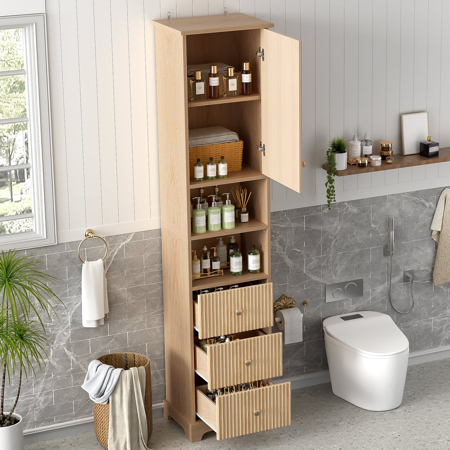 67.7" Tall Freestanding Bathroom Cabinet