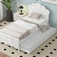 Twin Size Wood Platform Bed with Headboard and Twin Size Trundle