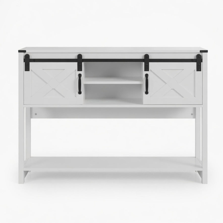 46" Modern Farmhouse Entryway Table with Storage & Sliding Barn Door