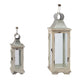 Wooden Candle Lantern Decorative Set of Two for Indoor and Outdoor Use