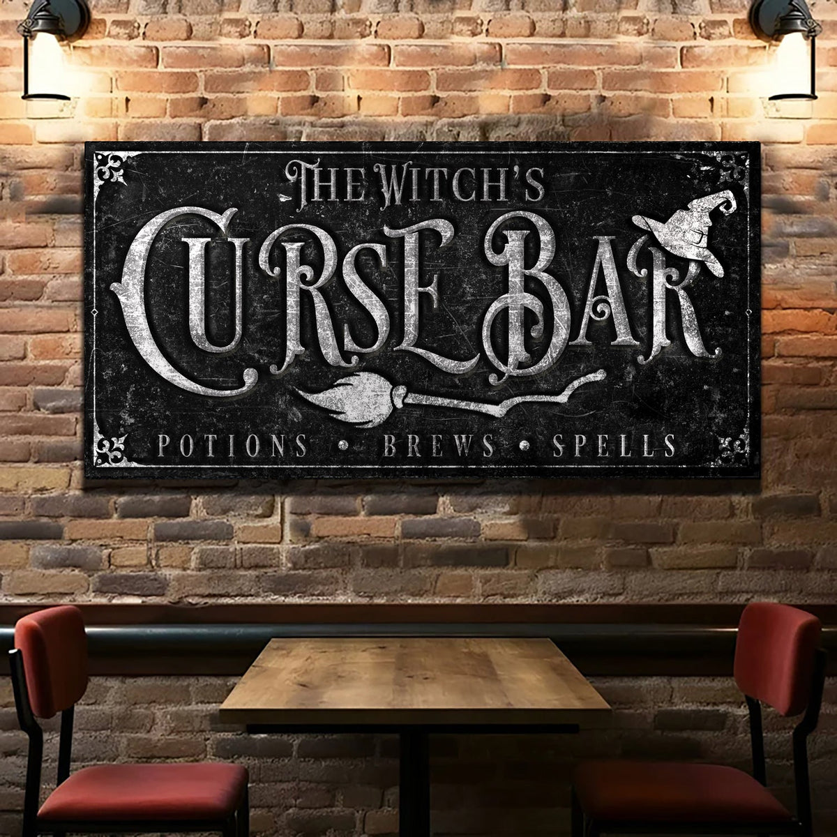 The Witch's Curse Bar Halloween Sign - view 2