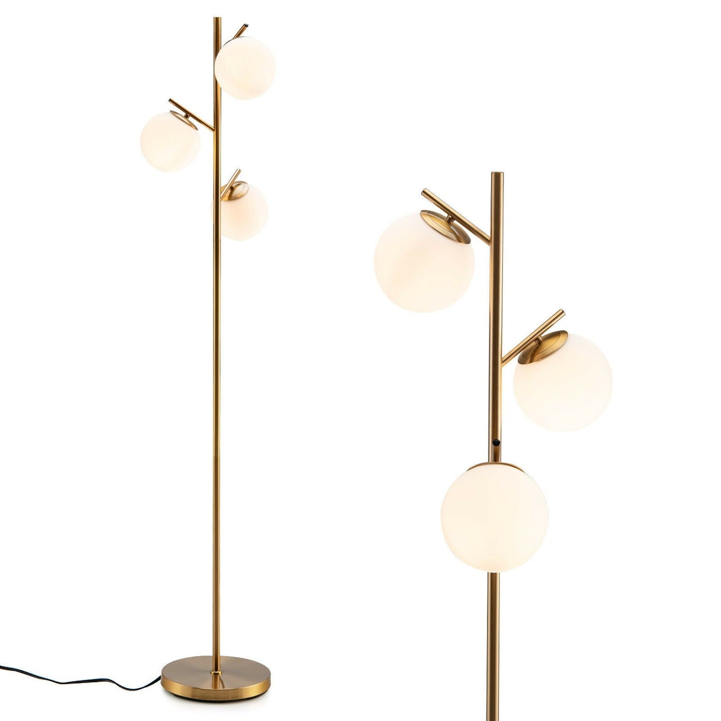 Golden 3-Globe Floor Lamp Foot Switch