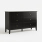 47.2" Wide Black 6-Drawer Fluted Dresser