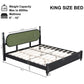 King Bed Frame, Solid Wood Platform with Slats, Modern