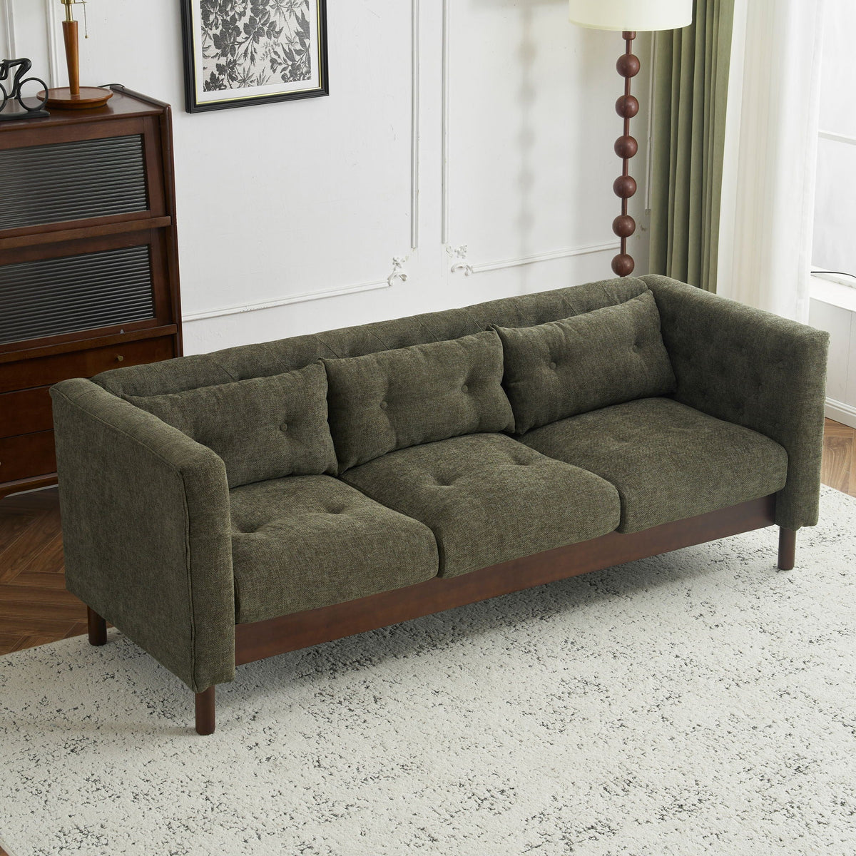 Upholstered Sofa Modern 3 Seater Sofa Couch With Tufted Design For Living Room - view 2