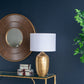 D15x25.7' Round Aluminum Sheet Gold Table Lamp with White Fabric Shade
