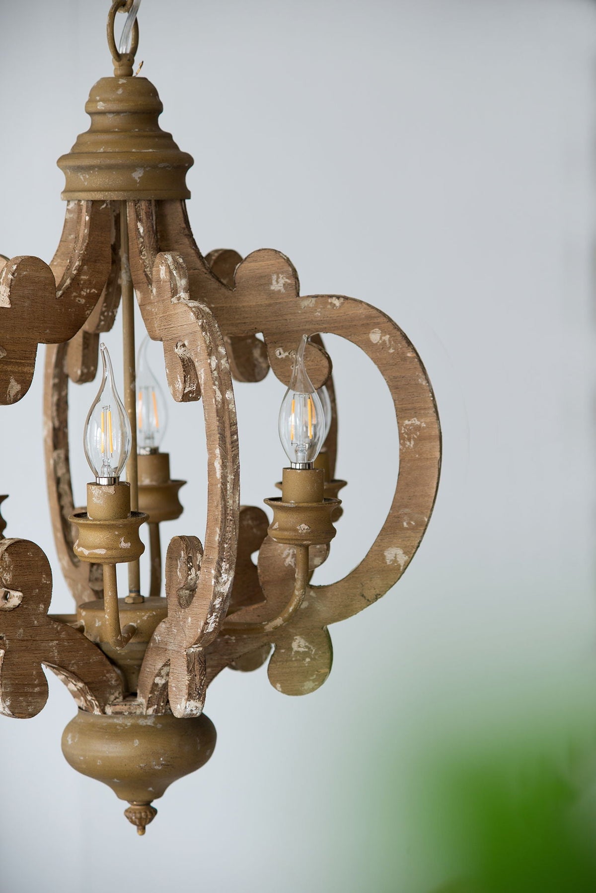 Farmhouse Chandelier, 6 Light Wood Chandelier Pendant Light Fixture With Adjustable Chain For Dining Room - view 7