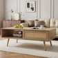 41.34" Rattan Coffee Table with Sliding Door Storage