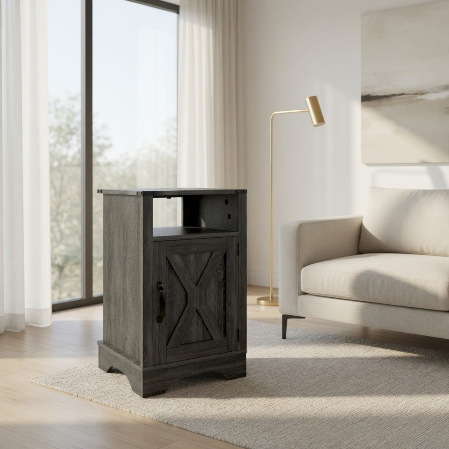 16" Dark Grey Farmhouse Nightstand