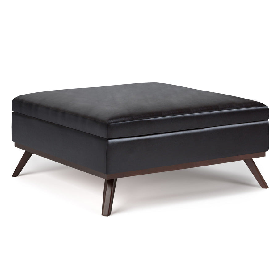 Multifunctional Square Coffee Table Storage Ottoman with Lift-Top Storage - Faux Leather or Fabric