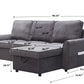 Modern Modular L-Shaped Sofa Bed with Chaise Dark Grey Linen