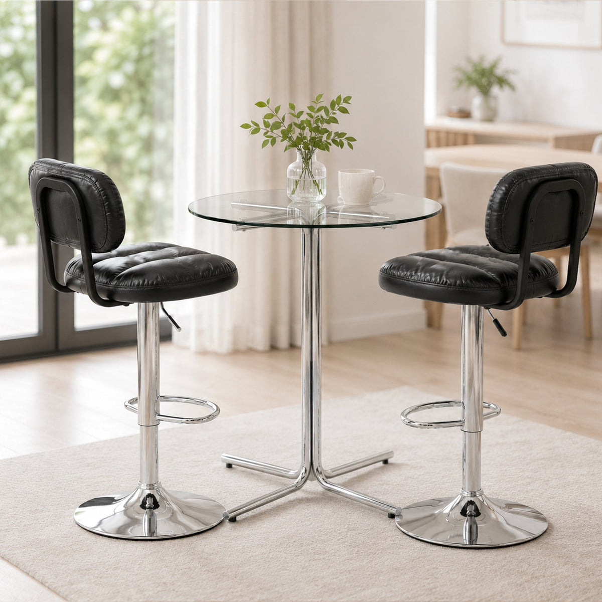 Set of 2 Adjustable Height Bar Stools