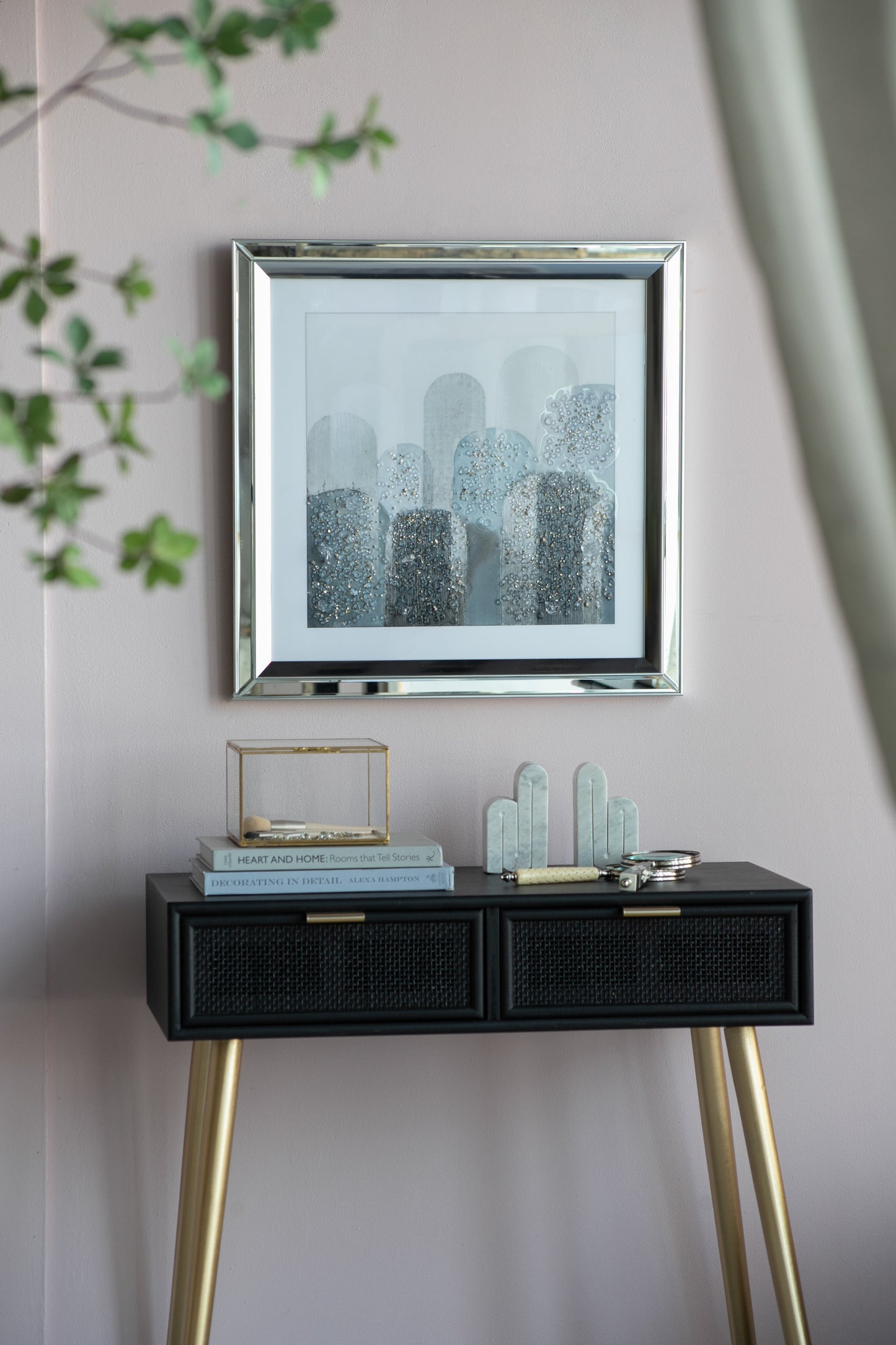 S/2 23.6x23.6" Kaiden Crystal Mirror Framed Wall Art