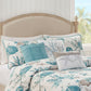6 Piece Cotton Sateen Quilt Set with Throw Pillows Aqua - King/Cal King