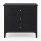 32" Wide Green Fluted 3-Drawer Nightstand