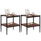 Modern Rectangle End Table (Set of 2) With Tempered Glass Tabletop And Layer - Brown - view 2