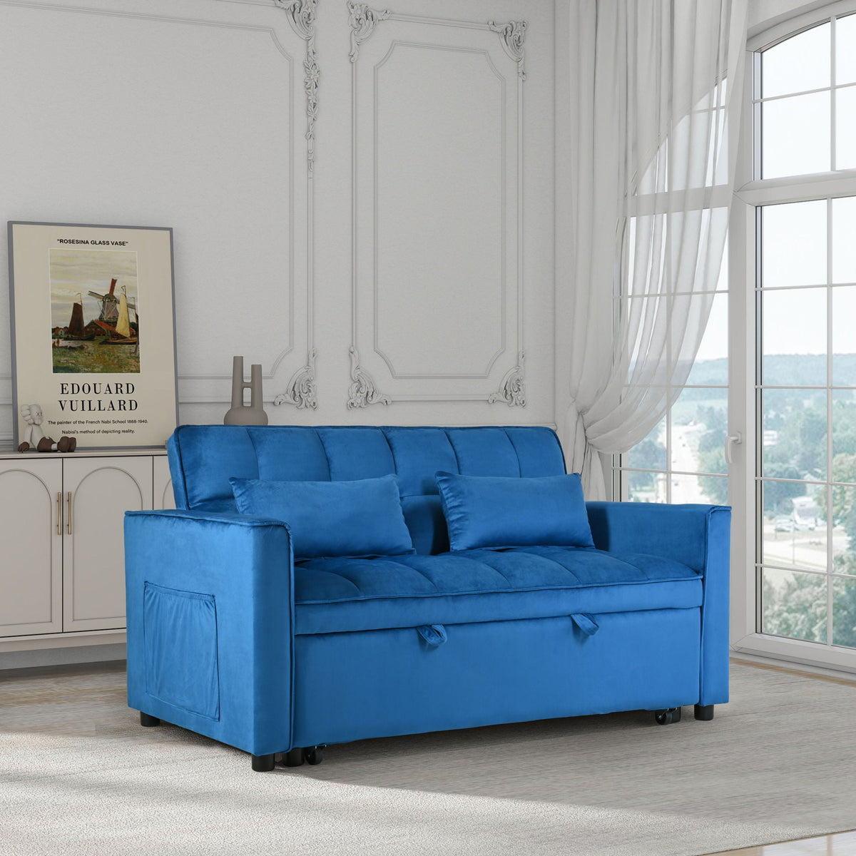 3 In 1 Pull Out Couch Convertible Sofa Bed With Reclining Backrest - view 7