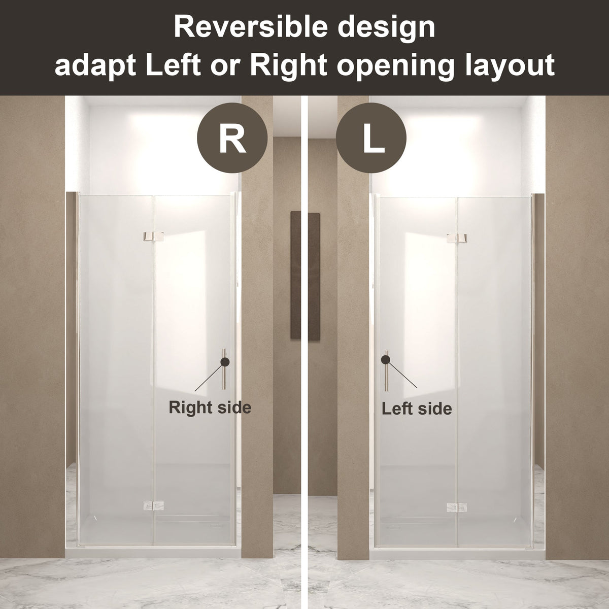 29-28"x 72" Bifold Shower Door, 1/4" Tempered Glass