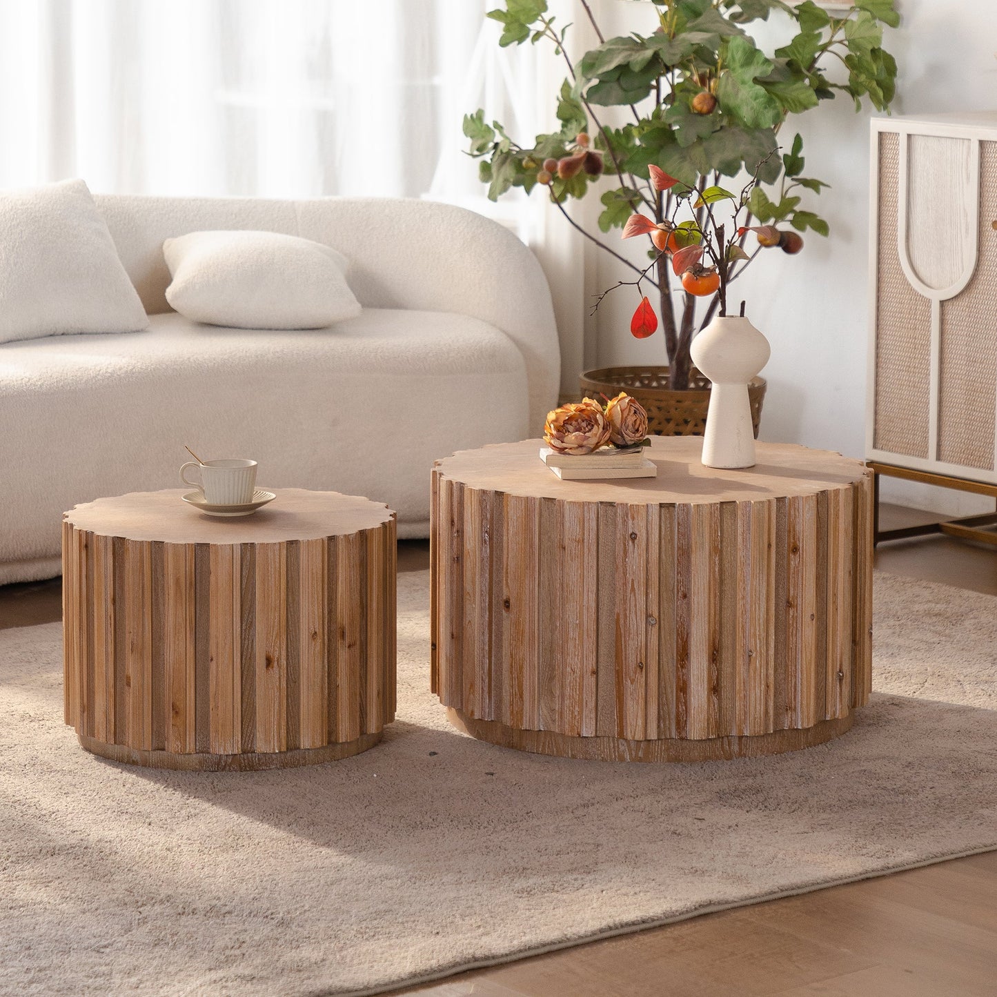 19.7" + 27.5" Round Nesting Coffee Table Set of 2