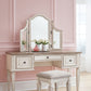 Realyn - Vanity/Mirror/Stool (Set of 3) - White / Brown / Beige