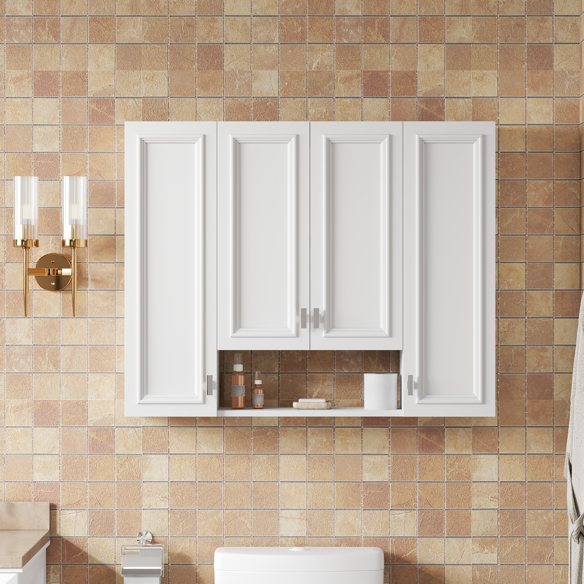 Modern Bathroom Cabinet with 5 Adjustable Shelves