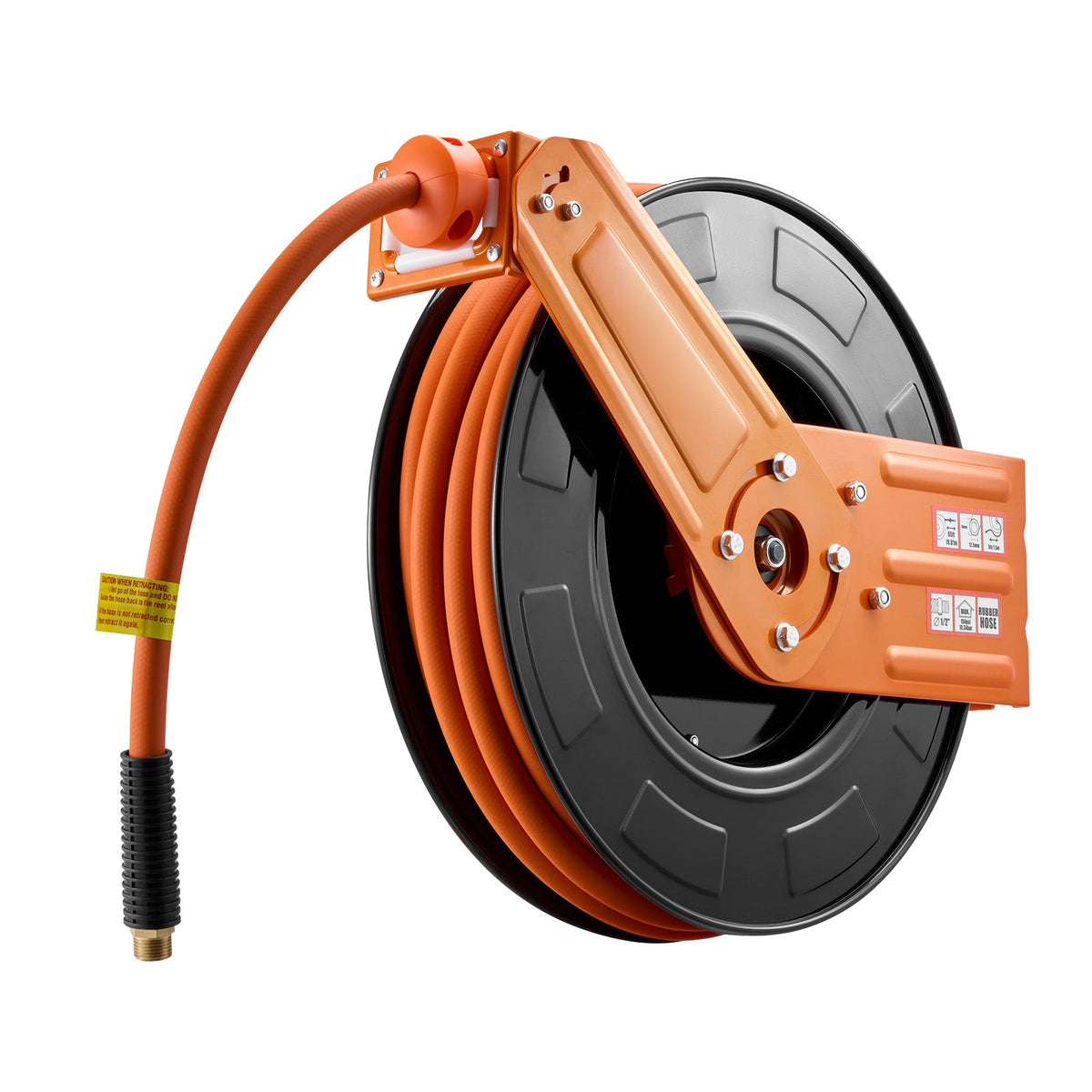 Retractable Air Hose Reel, 1/2 Inch x 65 FT Rubber Air Hose