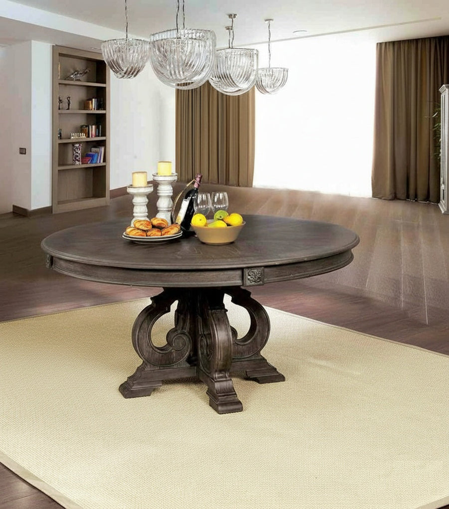 Round Dining Room Table with Pedestal Base