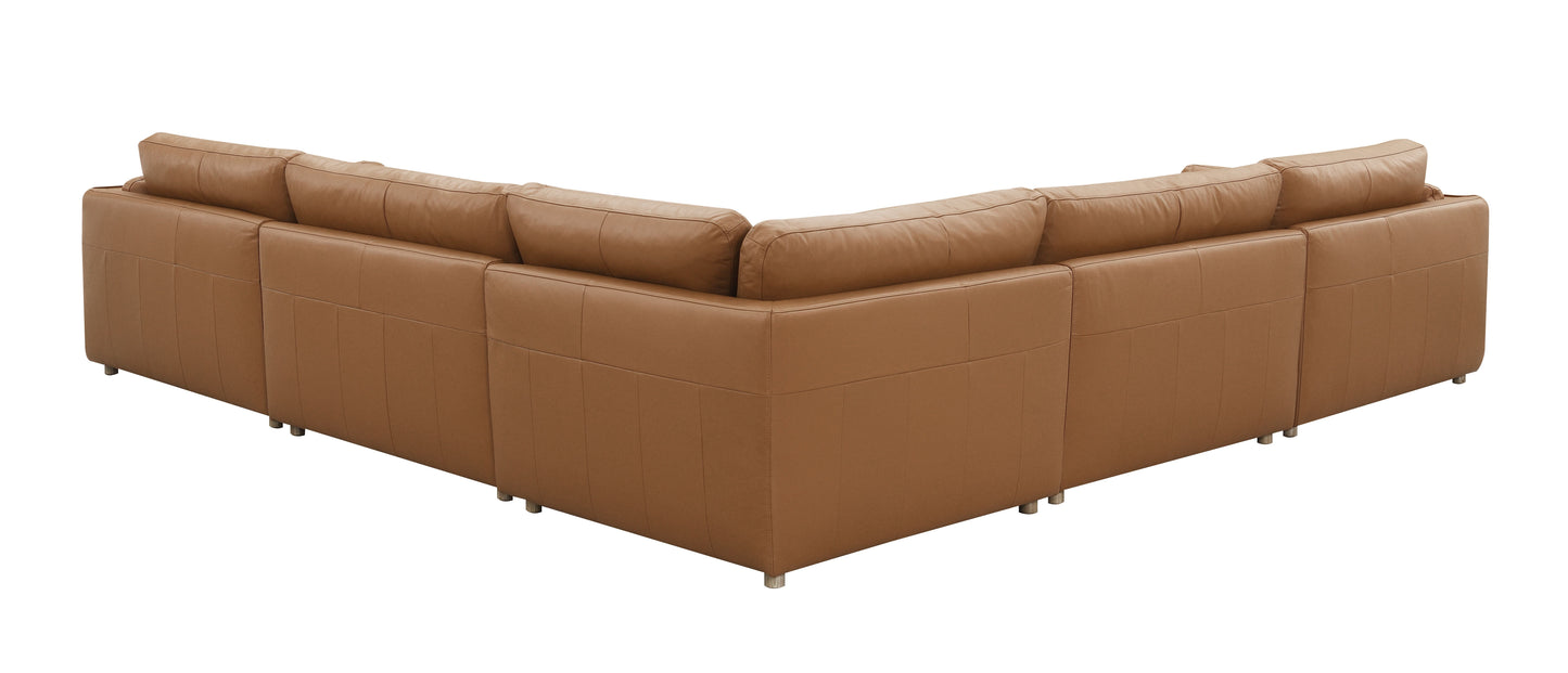 Brighton Top Grain Leather 5 Pieces Modular Sectional