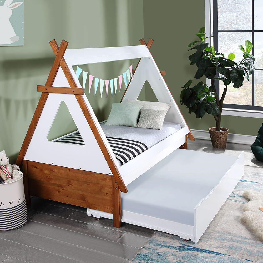 Loreen - Twin Bed - Oak & White